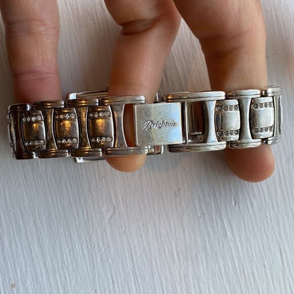 Brighton Turin silver etched with Crystal insets link watch - Picture 4 of 6